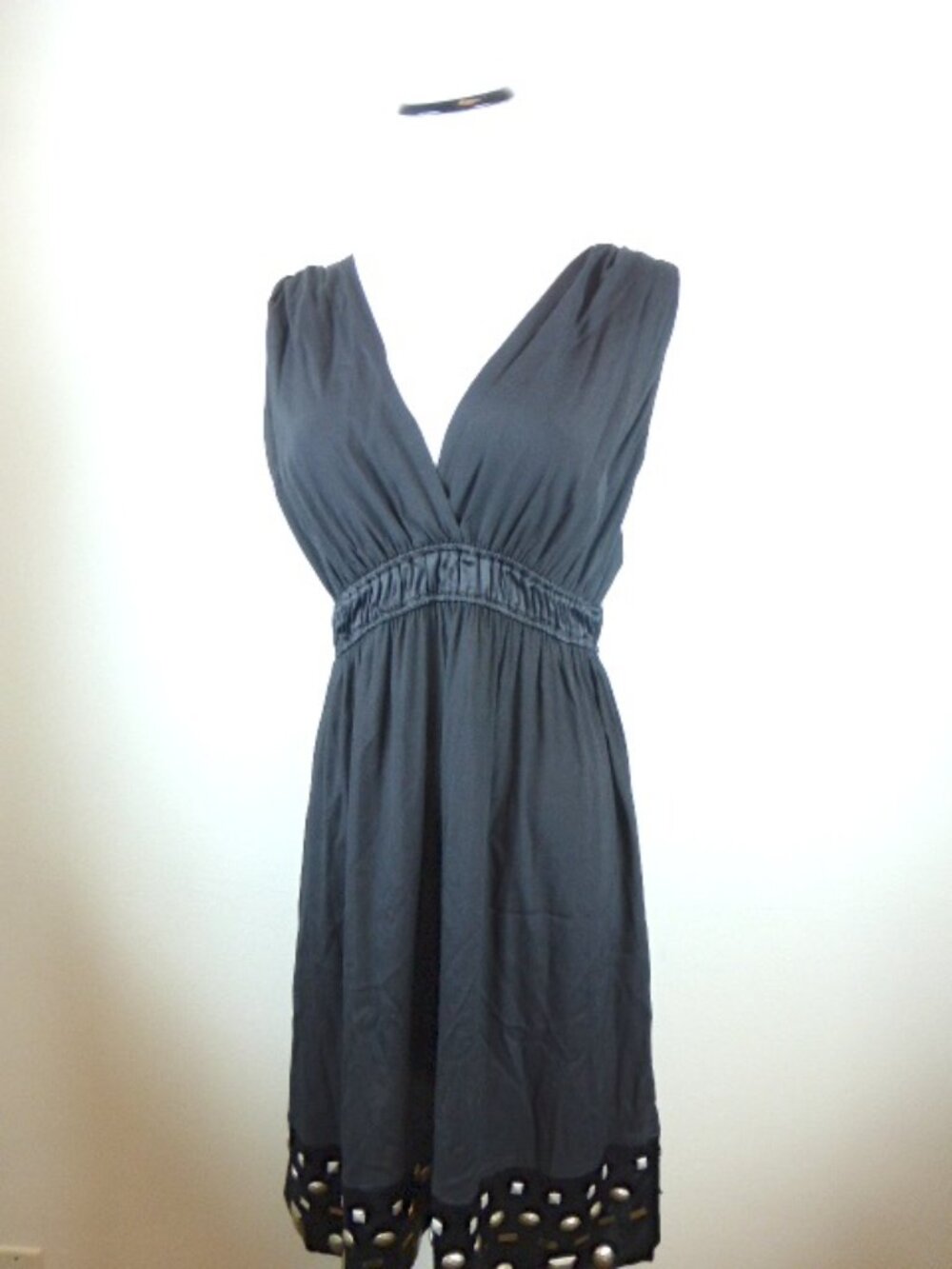 HALE BOB goddess black beaded v neck dress M sleeveless low back